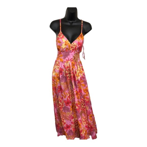 Jessica Simpson pink padded open tie back shaped waist halter maxi dress size XS - Picture 16 of 16